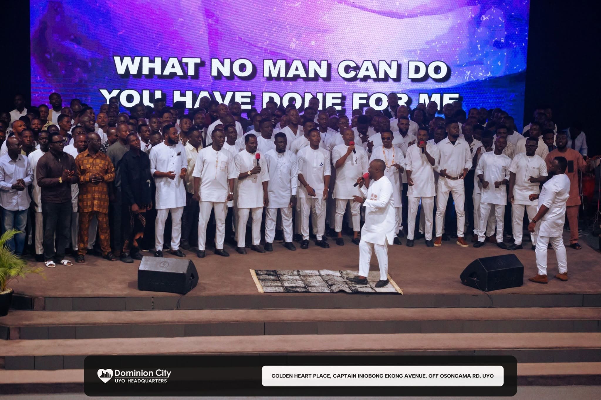 Authentic Men in worship and fellowship together at Dominion City Church Uyo