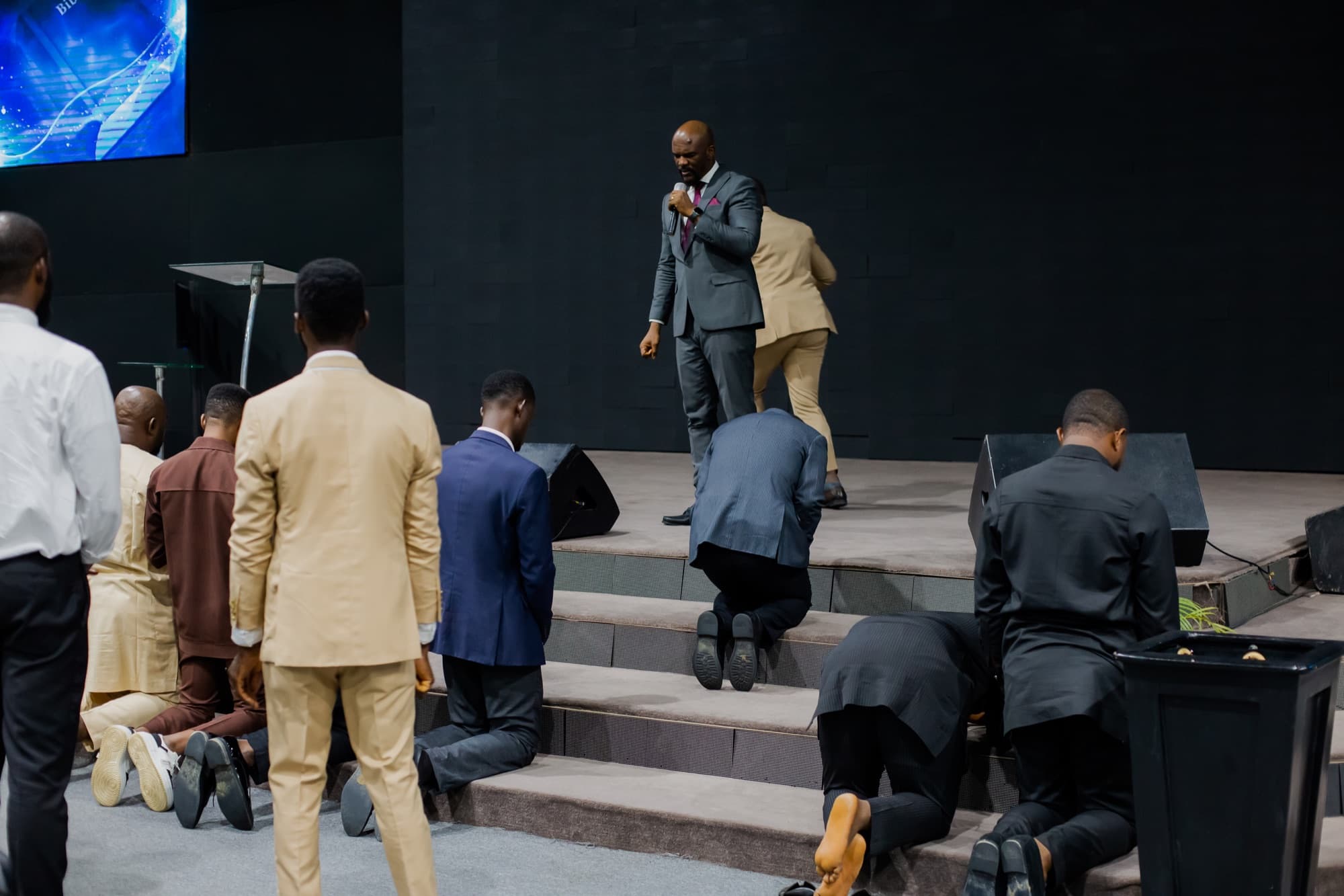 A brother ministering at the Men's Convention